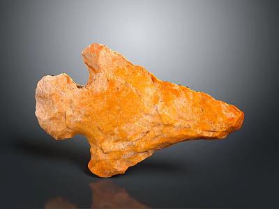 Vibrant Orange Natural Stone with Irregular Shape and Textured Surface Displayed on Dark Background 3d model