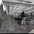 Modern Clothing Store Interior With Mannequins Clothing Displays Tile Floor And Lighting