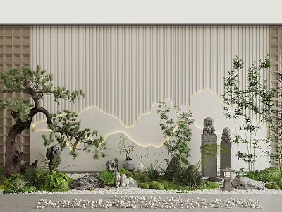 New Chinese Plant Landscape Landscaping Landscape Sick Courtyard Landscape Courtyard Sick Pine Plant Pile Bamboo 3d model