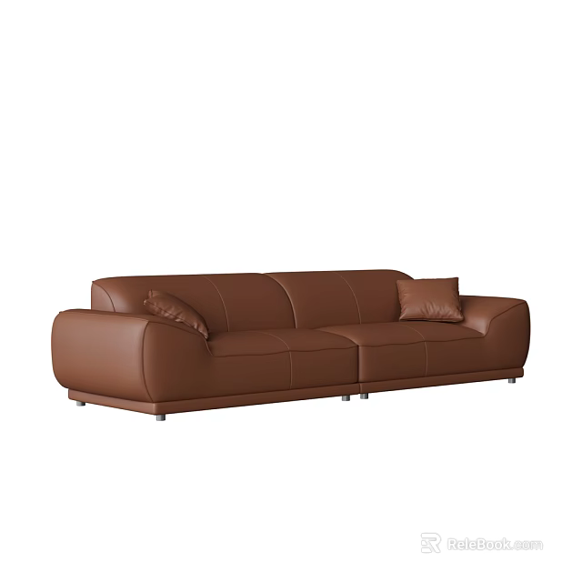 Modern Brown Leather Sectional Sofa With Sleek Design And Comfortable Cushions 3d model