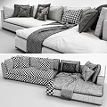 Modern Sectional Sofa With Plush Cushions And Decorative Throw Pillows 3d model
