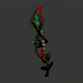Colorful Chameleon With Vibrant Red And Green Colors Coiled Tail On Plant Stem Leaves