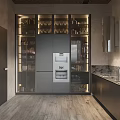 Modern Dining Living Room Interior With Large Windows City View And Glass Display Cabinet