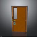 Stylish Orange Interior Door With Glass Panel And Modern Design Features 3d model
