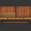 Classic Wooden Wardrobe With Double Doors Four Drawers And Support Legs
