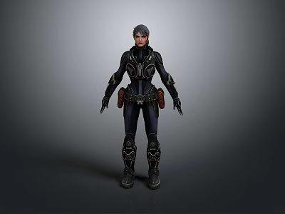 Woman In Futuristic Armored Tech Suit With Detailed Armor And Digital 3D Render 3d model