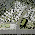 Aerial View Urban Planning With Residential Buildings And Green Spaces Layout