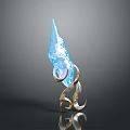Translucent Blue Decorative Glass Sculpture With Spiked Top And Golden Base