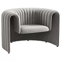 Modern Elegant Gray Accent Chair With Vertical Tufted Back And Curved Arms 3d model