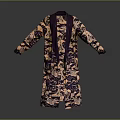 Traditional Style Long Robe With Purple And Orange Floral Pattern