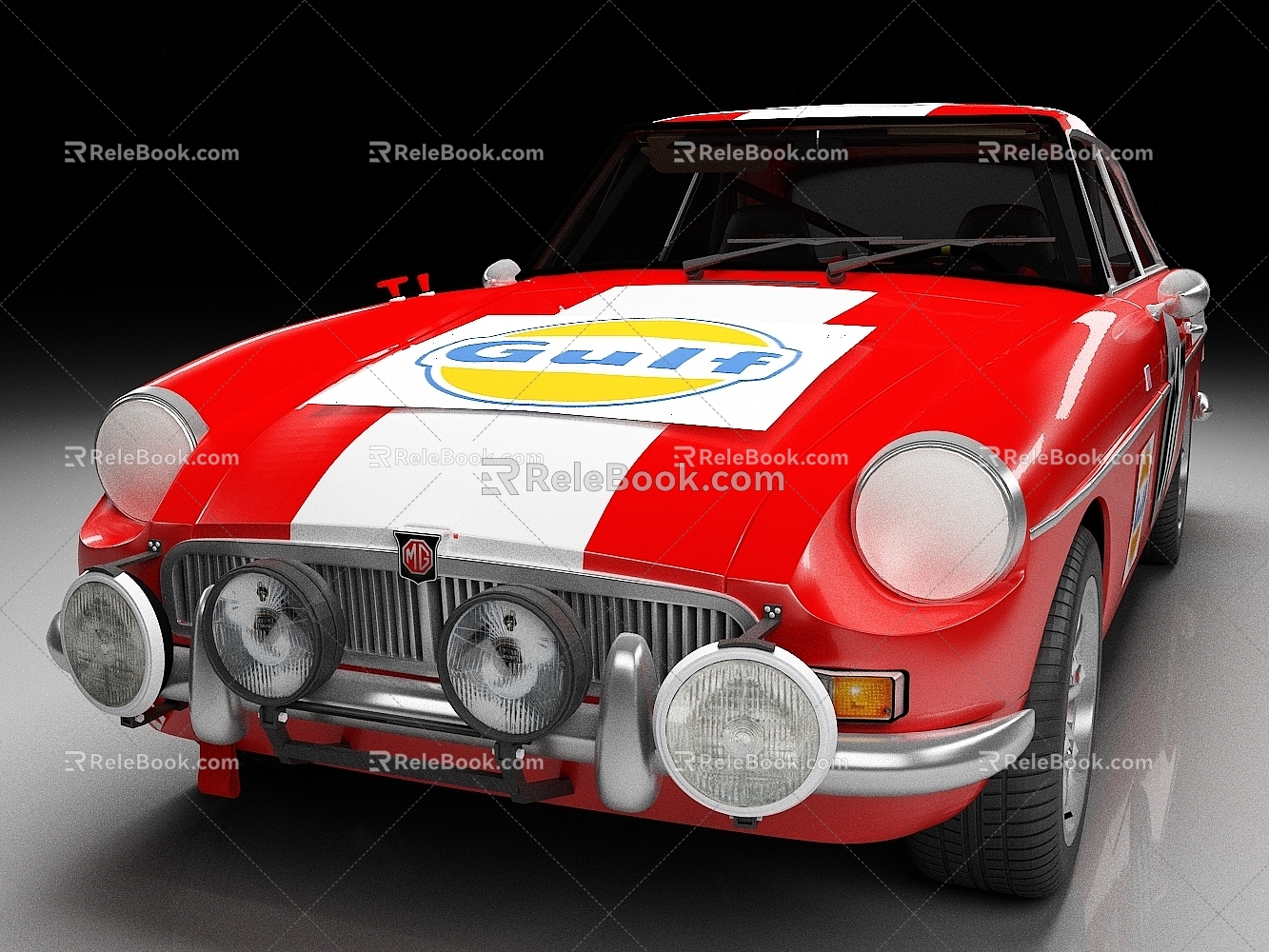 MGB GT MG sports car Racing Vintage Car 3d model