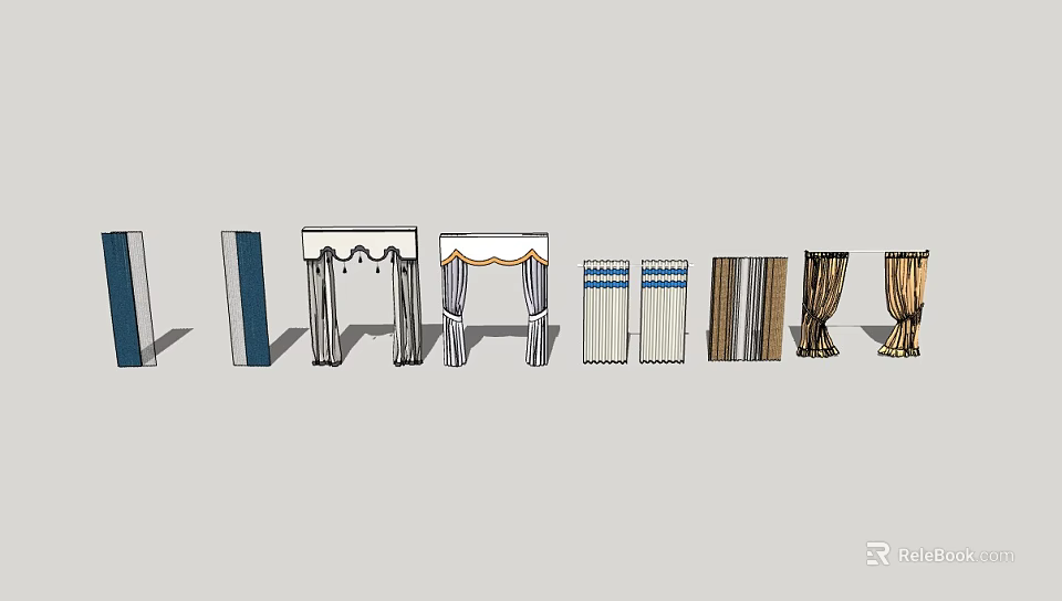 Various Curtain Styles And Designs For Home Decoration With Different Patterns 3d model 