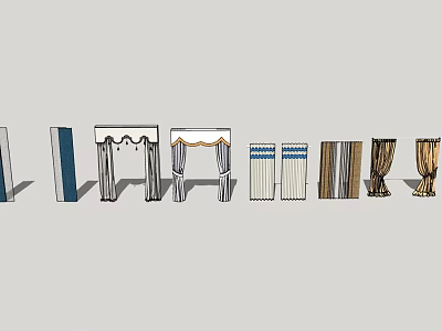 Various Curtain Styles And Designs For Home Decoration With Different Patterns 3d model