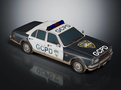 Vintage GCPD Police Car Model With Classic Design And Reflective Surface 3d model