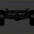 Off Road Car Chassis With Black Frame Large Tires And Silver Rims