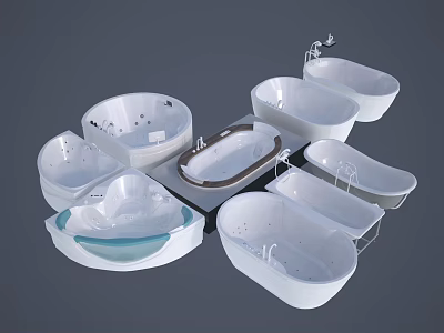 Various White Bathtubs With Different Styles And Shapes For Bathroom Decor 3d model