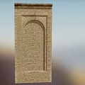 Building Exterior Wall With Brick Structure And Arched Design Decorative Top 3d model