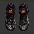 Modern Streamlined Running Shoes With Black Upper White Patterns Red Outsole And Pink Accents