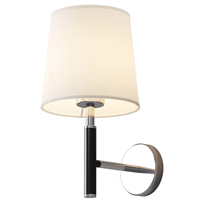 Modern Wall Light Featuring White Lampshade Black Pole And Metal Bracket Design 3d model