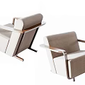 Modern Single Sofa With Fabric Upholstery And Wooden Armrest Design For Living Room