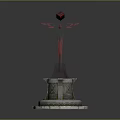 Red Black Intricate Patterned Monument With Tiered Stone Base And Diamond Top