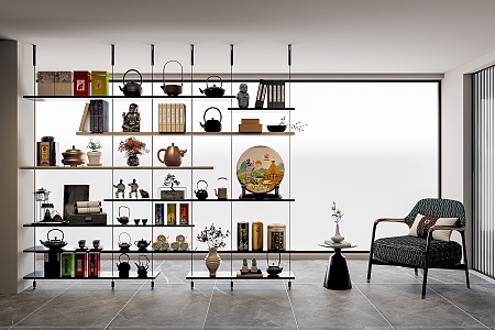 New Ornaments Combination Bookshelf Bookcase Teapot 3d model