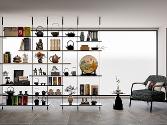 New Ornaments Combination Bookshelf Bookcase Teapot 3d model