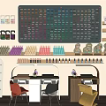 Colorful Perfume Cosmetics Display With Vibrant Bottles On Shelves And Wall Racks