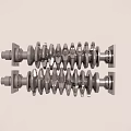 Two Industrial Engine Crankshaft Parts With Gear Structures And Metal Bodies