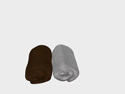 Soft Absorbent Brown and Gray Rolled Towel Set for Daily Bathroom Use 3d model