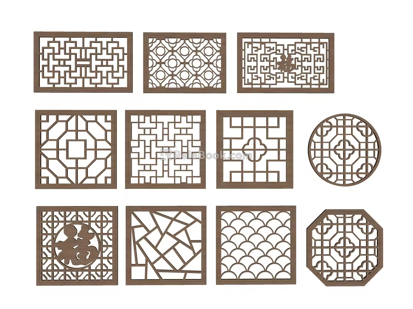 New Chinese-style cut-out window 3d model