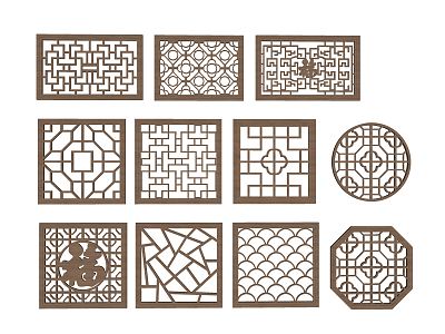 New Chinese-style cut-out window 3d model