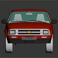 Red Chevrolet Pickup Truck 3D Render with Black Background and Reflective Surface