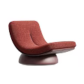 Modern Stylish Red and Brown Lounge Chair With Cushioned Seat and Ottoman