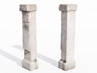 Two Classical Stone Columns Featuring Textured Surface And Weathered Details 3d model