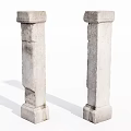 Two Classical Stone Columns Featuring Textured Surface And Weathered Details