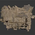 Ancient Ruins Scene Structure With Stone Walls Broken Columns And Platform Base