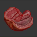 Fresh Peeled Grapefruit With Pink Juicy Flesh On Black Reflective Surface