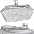 Black Geometric Design Bathtub With Polished Surface And Gold Faucet