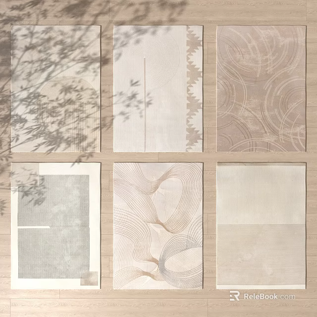 Square Rugs With Diverse Patterns Soft Tones And Natural Shadows 3d model