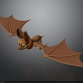 Cartoon Bat Character With Orange Body Large Wings And Yellow Eyes