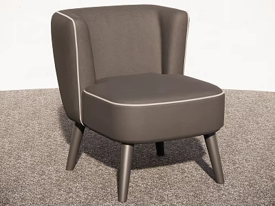Grey Sofa Stool With White Stitching Armrests And Dark Slim Legs On Grey Carpet 3d model