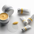 Reverse Skincare Products Open Jar Cream and Tubes with Yellow Formula