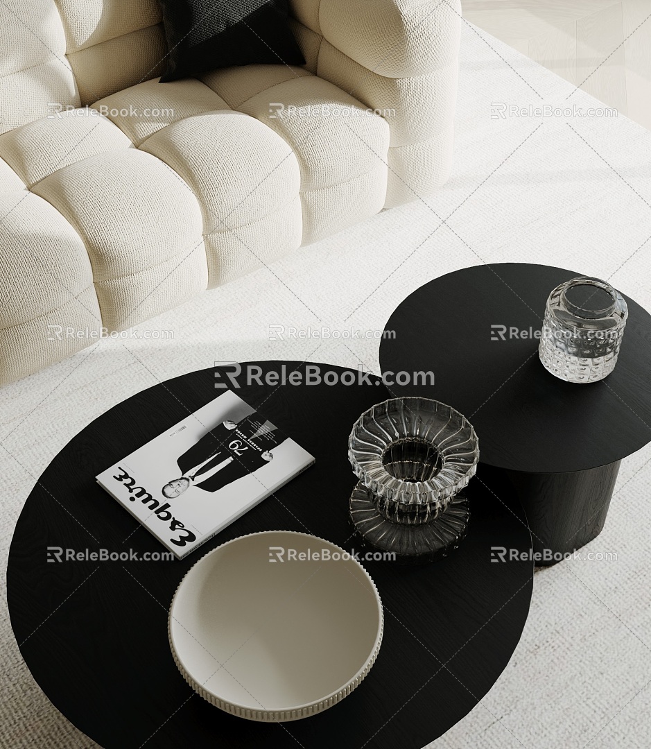 Modern coffee table ornaments combination 3d model