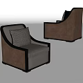Modern Single Sofa with Black Frame Brown Backrest Gray Cushion and Accent Pillow 3d model