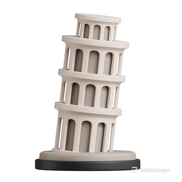White Leaning Tower Model With Multi Layer Arch Design And Smooth Surface 3d model 