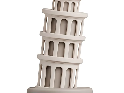 White Leaning Tower Model With Multi Layer Arch Design And Smooth Surface 3d model