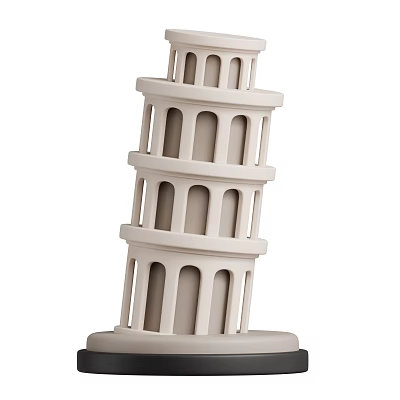White Leaning Tower Model With Multi Layer Arch Design And Smooth Surface 3d model
