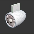 White Mechanical Turbine Fan With Circular Structure And Central Silver Sphere 3d model
