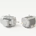 Two Industrial Motors With Gray Housing Heat Sink Design And Rotating Shafts